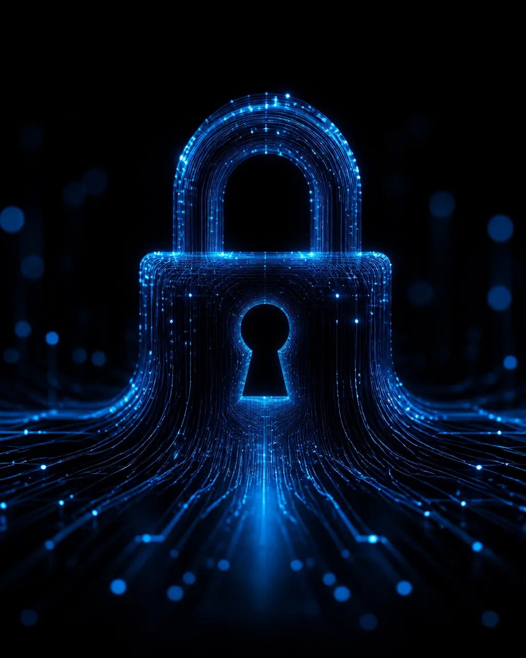 Data secured on-premise, illustrated as a glowing blue vault
